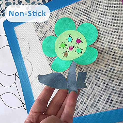 Applique Mat(14" x 18"), Silicone Fusing Mat for Applique and Arts Crafts Creation, Quilter Appli-Fuse Mat, Including Non-Stick Pressing Sheet for Heat Press and Silicone Iron Rest Pad (14"x18") - size: 14"x18"