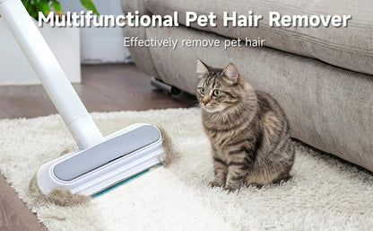OMISTAR 2 Pcs 23.6 Inch Pet Hair Removal Tool, 4-in-1 Multifunctional Fur Cleaner with Extendable Handle, Reusable Dog Cat Hair Remover Brush for Furniture, Carpet, Couch, Bedding & Car Interiors