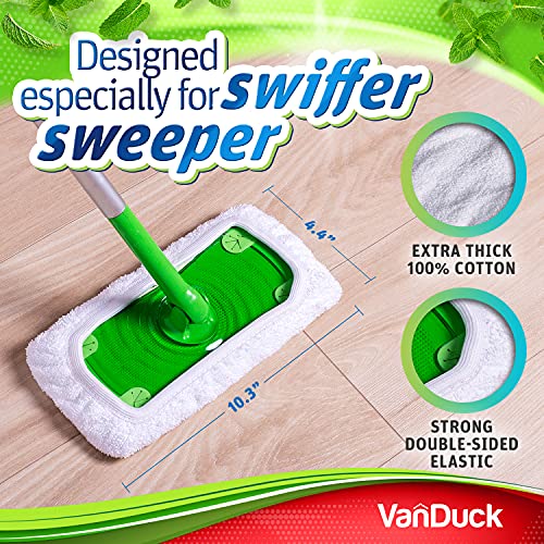VanDuck Reusable 100% Cotton Mop Pads for Swiffer Sweeper (2-Pack) - color: Wet&dry (White), size: 2 Count (Pack of 1)