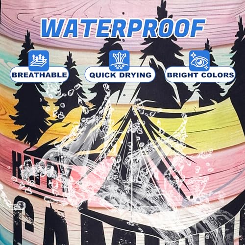 Happy Camping Laundry Basket Mountains Forest Oxford Cloth Laundry Hamper - color: Happy Camping
