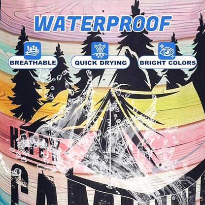 Happy Camping Laundry Basket Mountains Forest Oxford Cloth Laundry Hamper - color: Happy Camping