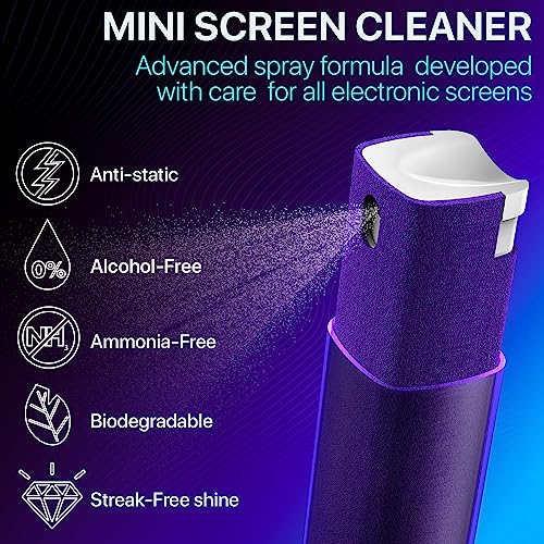 iO CLEAN Mini Screen Cleaner Spray, 2-in-1 Touchscreen Mist Cleaner, Gray - color: Grey