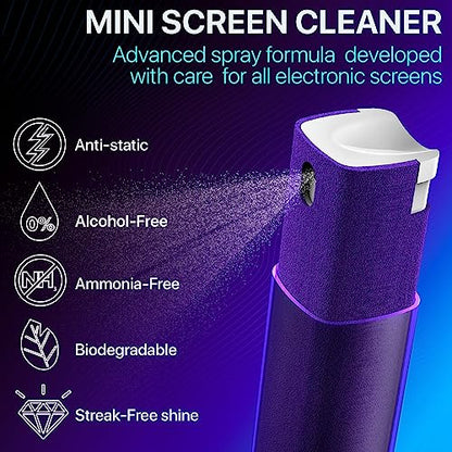 iO CLEAN Mini Screen Cleaner Spray, 2-in-1 Touchscreen Mist Cleaner, Rose - color: Rose
