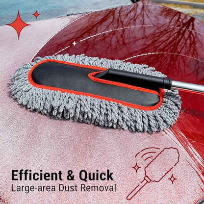 YeewayVeh Car Duster, Scratch-Free Microfiber Cleaning Brush, Gray/Red - color: Gray / Red, size: 1 Pack