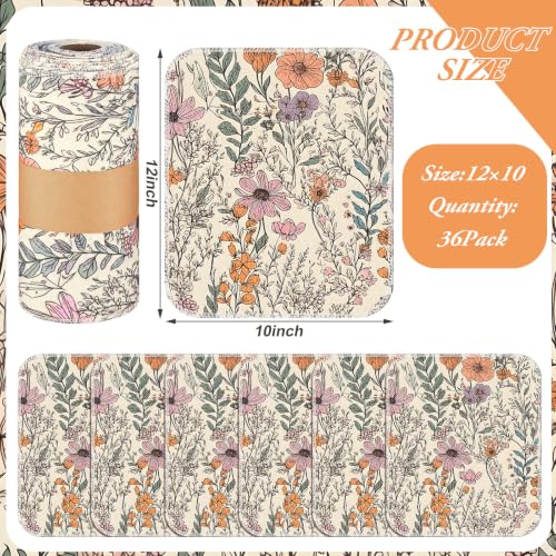 36 Pack Reusable Kitchen Cloths Cotton Towels, Cute Wildflower - style: Cute Wildflower