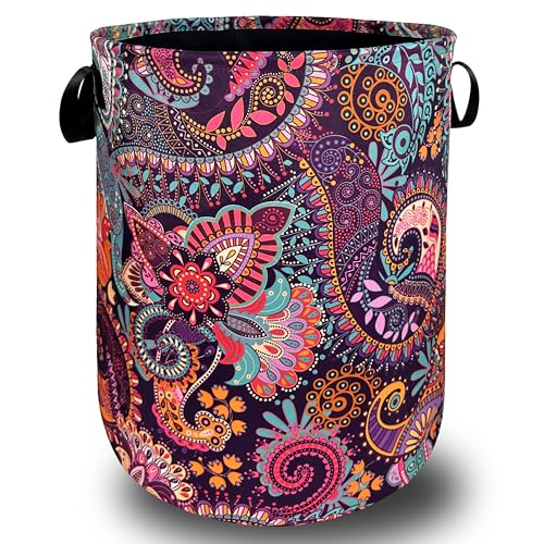 Mandala Paisley Laundry Basket Oxford Cloth Foldable Hamper 18.9x16.5 Inch - color: Colorful Mandala Paisley Boho Print