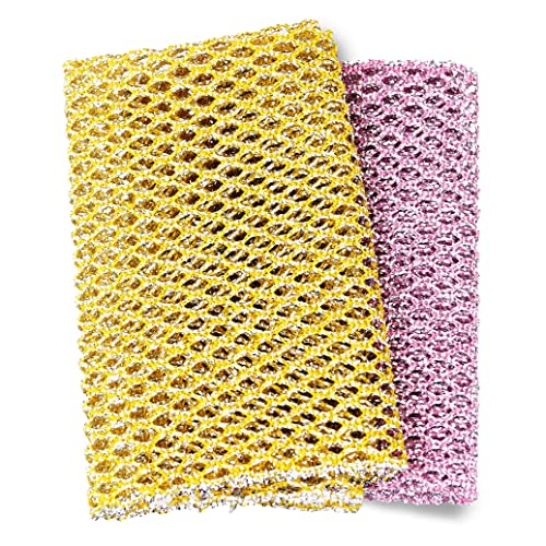 Non-Scratch Dish Scrubbers (3 Pcs) — Outlasts 7+ Sponges, Stays Odor-Free | Replace Smelly Kitchen Sponges | Non-Absorbent Mesh | Safe on Non-Stick, Cast Iron, Glass | Made in Korea Since 2012 - color: 2pcs Scourer (1pk of 2)