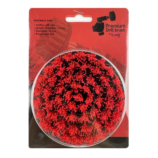 Premium Drill Brush Professional – Stiff 4 in Red | Scratch-Free Outdoor Cleaning Brush for Patio Bricks, Decking, Garden Tools, Lawn Mowers, Bicycles, Car Wheels, Pool Tiles and Boat Hulls - color: Red, size: 4in