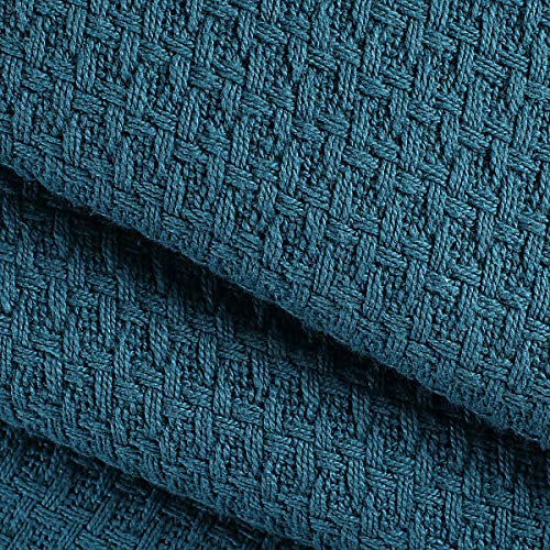 Belizzi Home 100% Cotton Bed Blanket, Breathable Bed Blanket Full - Queen Size, Cotton Thermal Blankets Full - Queen, Perfect for Layering Any Bed for All Season, Teal Green - color: Teal Green, size: Queen (90 in x 90 in)