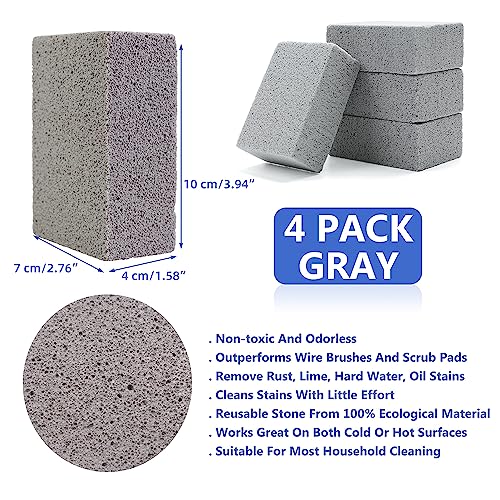 Magic Blackstone Griddle Scraper，4 Pack Gray Stone Cleaning Block Clean Brick for Grill, Removing Stains BBQ，Pool, Racks, Baking Steel, Oven, Flat Top Cookers, Utensils, Exfoliation Dead Skin, Toilet - color: 4 Gray