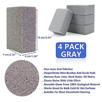 Magic Blackstone Griddle Scraper，4 Pack Gray Stone Cleaning Block Clean Brick for Grill, Removing Stains BBQ，Pool, Racks, Baking Steel, Oven, Flat Top Cookers, Utensils, Exfoliation Dead Skin, Toilet - color: 4 Gray