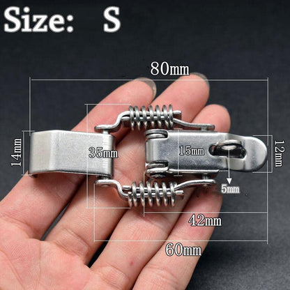 Stainless Steel 304 All in one Double Spring Locking Latch with Lock Hole ，hasps Chest Toggle Catch Clasp Furniture Hardware Accessories w/Screws (S) - size: Small