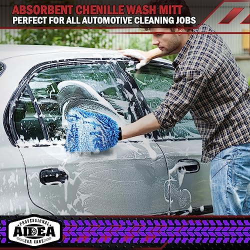 AIDEA Car Wash Mitt Microfiber, 2PK, Car Wash Brush, Blue, 8''X12'' - color: Blue, size: 2PK-8''X12''