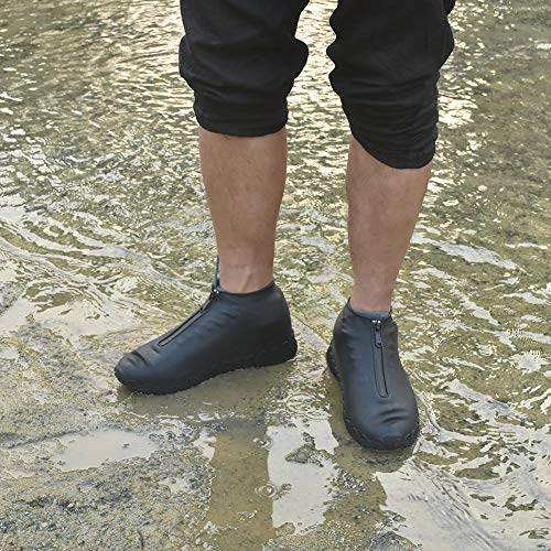 Shoe Covers Waterproof Reusable Foldable Not-Slip Rain Shoe Covers with Zipper,Shoe Protectors Overshoes Rain Galoshes for Kids Men and Women - color: Black, size: M (Women 5-7, Men 5-6)