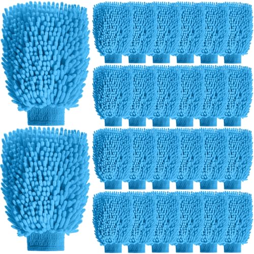 24 Pack Car Wash Mitts Bulk Microfiber Wash Mitts, Blue - color: Blue