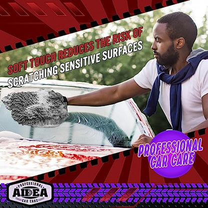 AIDEA Car Wash Mitt Microfiber, 2PK, Car Wash Brush, Grey, 8''X12'' - color: Grey, size: 2PK-8''X12''