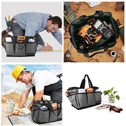Housolution 14 Inch Gardening Tote Bag, Garden Tool Storage Bag, Gray+Black - color: Gray & Black, size: 14 Inch