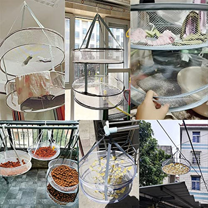 2 Pack Drying Rack Clothing Collapsible Laundry Basket 23'' Folding Hanging Dry Net Mesh Dryer with Hook for Clothes Drying Household Lingerie Sweater Blouse Herb (1Tier+2Tier)