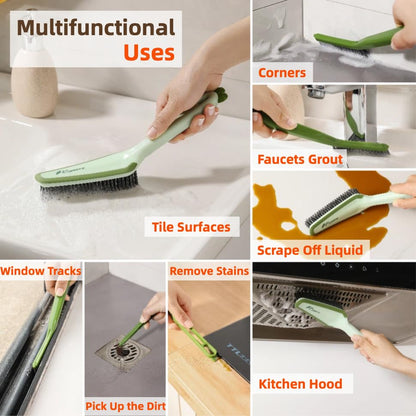 3-in-1 Detail Cleaning Brush, Crevice Grout Brush, Orange - color: Orange