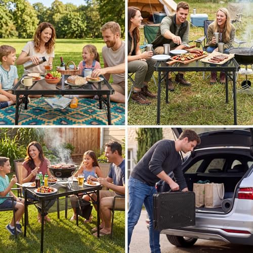 Folding Grill Table, 24"x16" Portable Camping Table with Storage Pocket, Heat Resistant & Waterproof Outdoor Picnic Table, Sturdy Lightweight for Travel Cooking BBQ, Camping, Backyard - size: 24"L x 16"W x 27"H