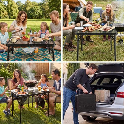Folding Grill Table, 24"x16" Portable Camping Table with Storage Pocket, Heat Resistant & Waterproof Outdoor Picnic Table, Sturdy Lightweight for Travel Cooking BBQ, Camping, Backyard - size: 24"L x 16"W x 27"H