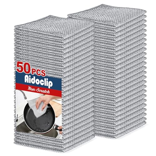 Non-Scratch Steel Wool Dishcloths Kitchen Scrubbers - size: 50pcs