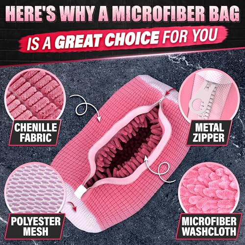 2 Pcs Reusable Shoe Washing Machine Bag, XXL with Zipper, Pink - color: Pink