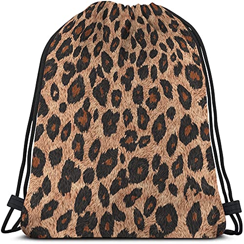 Leopard Skin Drawstring Bags Backpack Bag Animal Print Beautiful Brown Texture Wild Cheetah Fur Big Cat Sport Gym Sack Drawstring Bag String Bag Yoga Bag for Men Women - color: Multi-a150