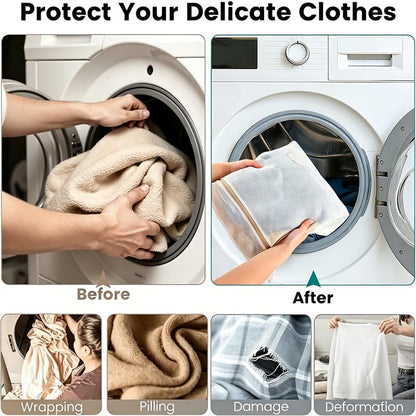 100% Cotton Mesh Laundry Bags, Rust-Proof Zipper Wash Bags for Delicates, Natural Undyed Bags for Lingerie, Sweaters and Baby Clothes, Set of 4 (Natural Cotton, XXL × XL × L × M) - size: XXL × XL × L × M