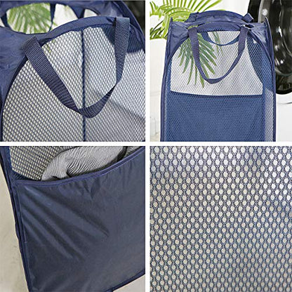 2 pop-up Laundry Hamper, Foldable mesh Laundry Baskets (Each with 2 Reinforced Handles), Black …… - color: Black(2 pcs)