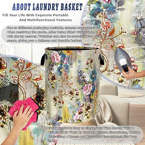 Beautiful Floral Laundry Basket Oxford Cloth Hamper 18.9"x16.5" - color: Beautiful Floral Flower