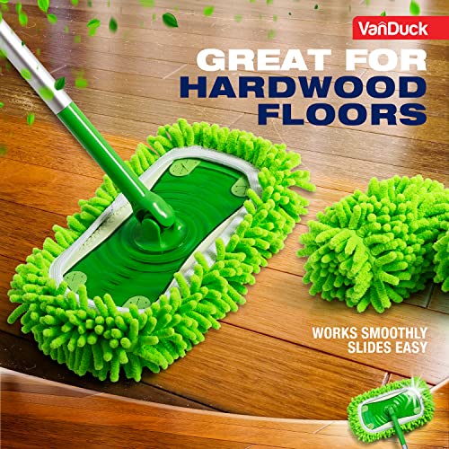 VanDuck Reusable Microfiber Dust Mop Refill for Swiffer Sweeper (2-Pack) - color: Dry Duster (Green), size: 2 Count (Pack of 1)