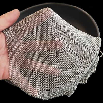 Cast Iron Cleaner & Chainmail Skillet Scrubber - 24''x24'' 3.8mm Small Ring, 316L Stainless Steel Interlocking Mesh Sheet, Flexible Chainmail Panel, Fine Linked Ring Fabric, Woven Ring Net - size: 24''x24''
