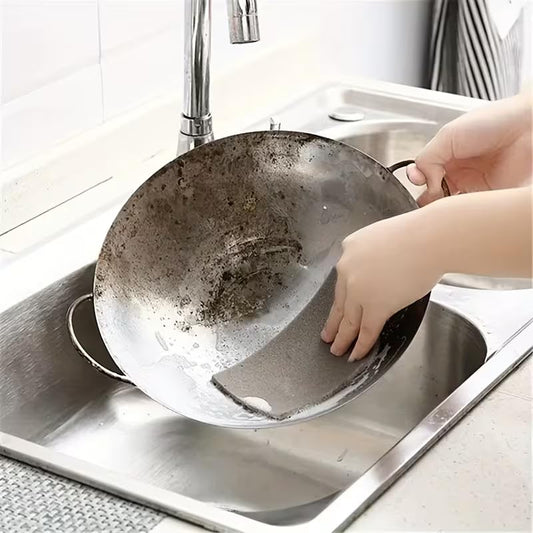 10Pcs Magic Wipe, Bottom Cleaning and Descaling Pot Sponge Brush, Rust Removal, Dishwashing Block, Scrubbing Pad for Cleaning and Return to School Supplies - color: Brownness