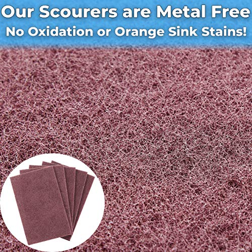 Heavy Duty XL Red Scouring Pads. 6x9 in 5 Pack of Scrubber Tools for Cleaning Stainless Steel Pots, Pans, Grills and Griddles. Extra Large Pad for Outdoor Use on Railings and Tiles. - size: 5 Count (Pack of 1)