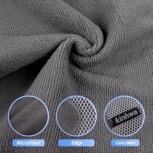 KinHwa Dish Cloths for Washing Dishes with Scrub Side, Microfiber Dish Rags - color: Gray, size: 6inchx6inch