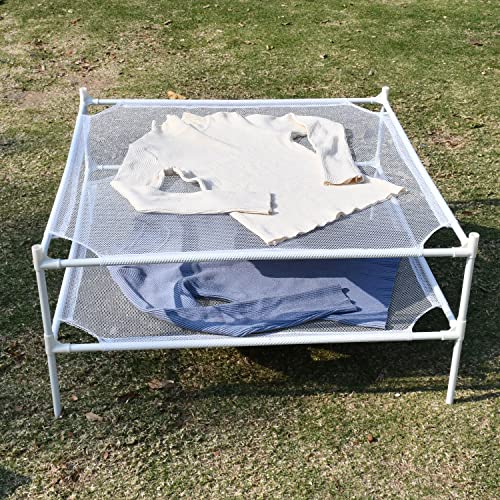 2-Layer Mesh Sweater & Clothes Drying Rack Indoor Outdoor White - size: 2-Layer