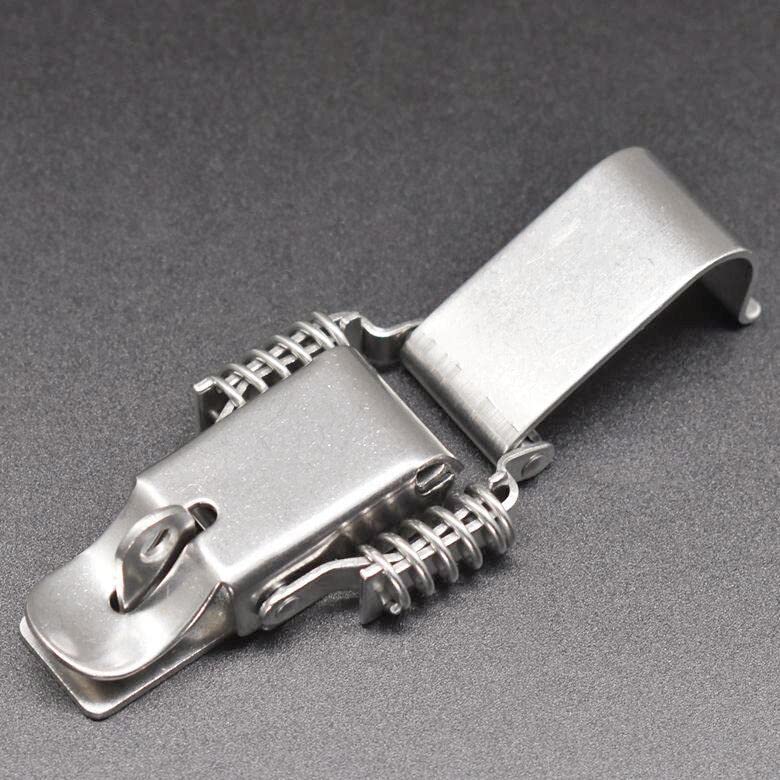 Stainless Steel 304 All in one Double Spring Locking Latch with Lock Hole ，hasps Chest Toggle Catch Clasp Furniture Hardware Accessories w/Screws (S) - size: Small