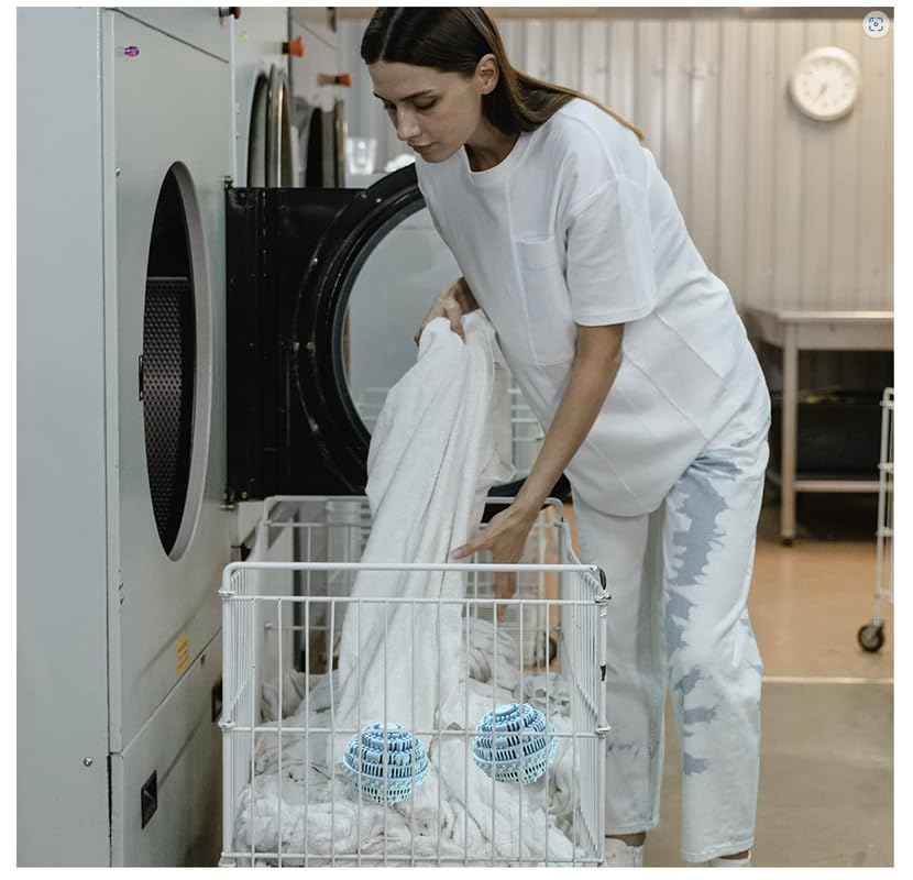 2pcs Laundry Ball - Natural Non-Chemical Detergent Laundry Balls for Washing Machine - Eco Friendly Wash Ball & Detergent Alternative for 2000 Washings(Light Blue) - color: 2pcs
