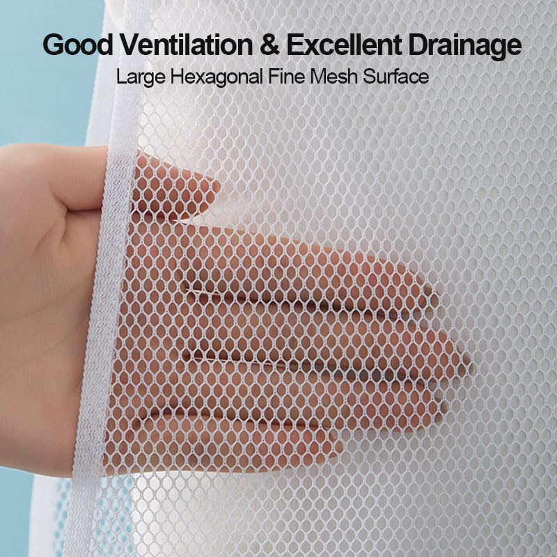 Pillows Drying Rack, Folded Double Layer Mesh Net Bags for Rectangle Square Pillow Cushion Clothes Shoes, Heavy-Duty Hanger Organizer for Outdoor Indoor Dryer, White