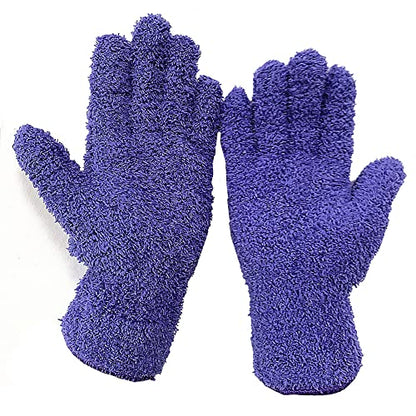 SagaSave Multi-Function Microfiber Gloves Cleaning Dusting Coral Fleece Home Cleaning Gloves Truck Auto Gloves - color: Purple