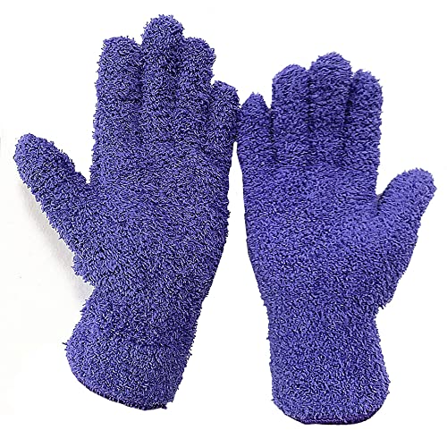SagaSave Multi-Function Microfiber Gloves Cleaning Dusting Coral Fleece Home Cleaning Gloves Truck Auto Gloves - color: Purple