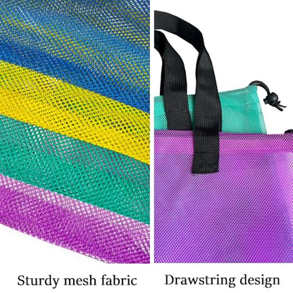 4PCS Large Mesh Beach Tote Bags With Drawstring For Swim,Travel,Poolside - color: Color~2