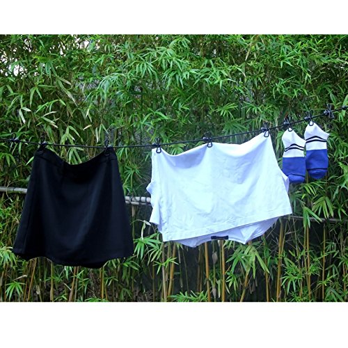 HAWATOUR Retractable Travel Clothesline with 12 Pcs Clothespins, Black