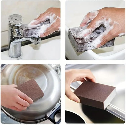 1pc Emery Magic Wipe Sponge, Pot Bottom Cleaning Descaling lron Rust Removal Dishwashing, Scouring Pads, Power Decontamination, Kitchen Toilt Supplies Tool - color: Brown