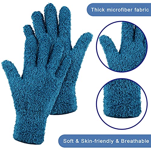Patelai 3 Pairs Microfiber Dusting Gloves for Plants Leaf, Large - color: Dark Blue, Gray, Khaki, size: Large