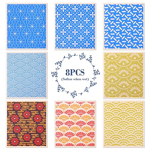 Lucomb 8 Pack Swedish Dishcloths for Kitchen, Reusable Dish Cloth Kitchen Towels Absorbent Sponges Fast Drying Swedish Dish Cloth for Washing Dishes Countertops Tables Cleaning - color: 8 Pack-persian Pattern