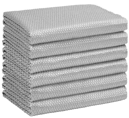 HOMEXCEL Glass Cleaning Cloths 6 PK, Lint Free Towel for Windows, Grey - color: Grey