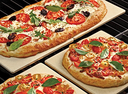 Outset Pizza Grill Stone Tiles For Oven and Grill, Set of 4 Baking Stones for Pizza, Bread & More - style: Pizza Grill Stone Tiles: Set of 4