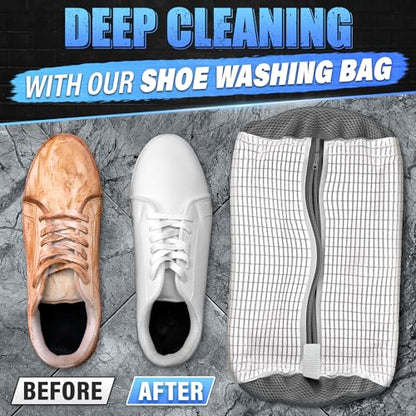 2 Pcs Reusable Shoe Washing Machine Bag, XXL with Zipper, White - color: White